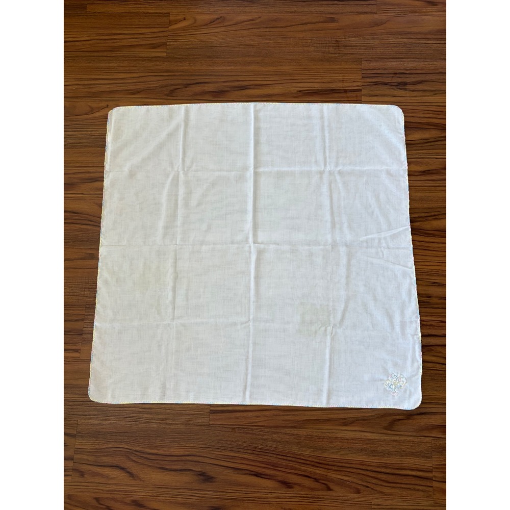 Vintage embroidery Baby white receiving blanket cotton Tiny Tots